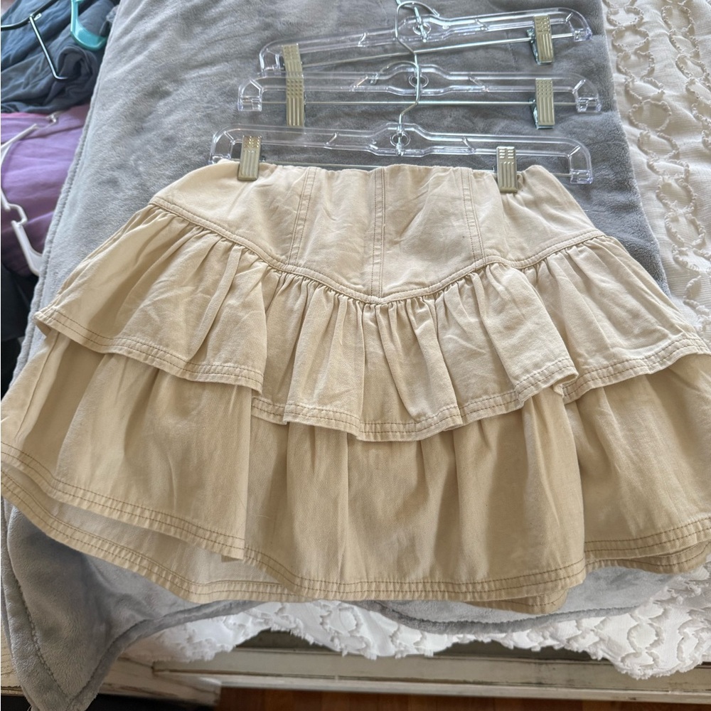 Beige Tiered Skirt